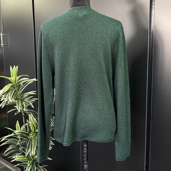 Sag Harbor Textured Knit button down cardigan, V-neck, gold floral buttons - Picture 3 of 11